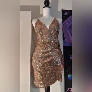 SHEIN Gold Sequin Mini Dress